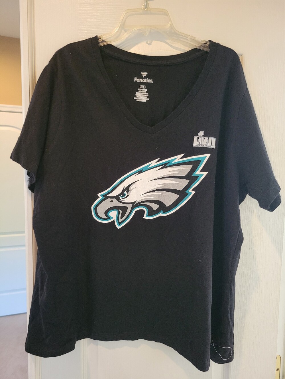 Fanatics Philadelphia Eagles Jalen Hurts Super Bowl LVII Black V-Neck Shirt 2X